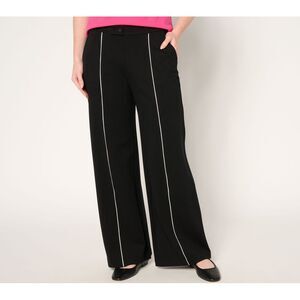 Maya J Women's Petite Pants PM Sublime Ponte Wide Leg Black A681755